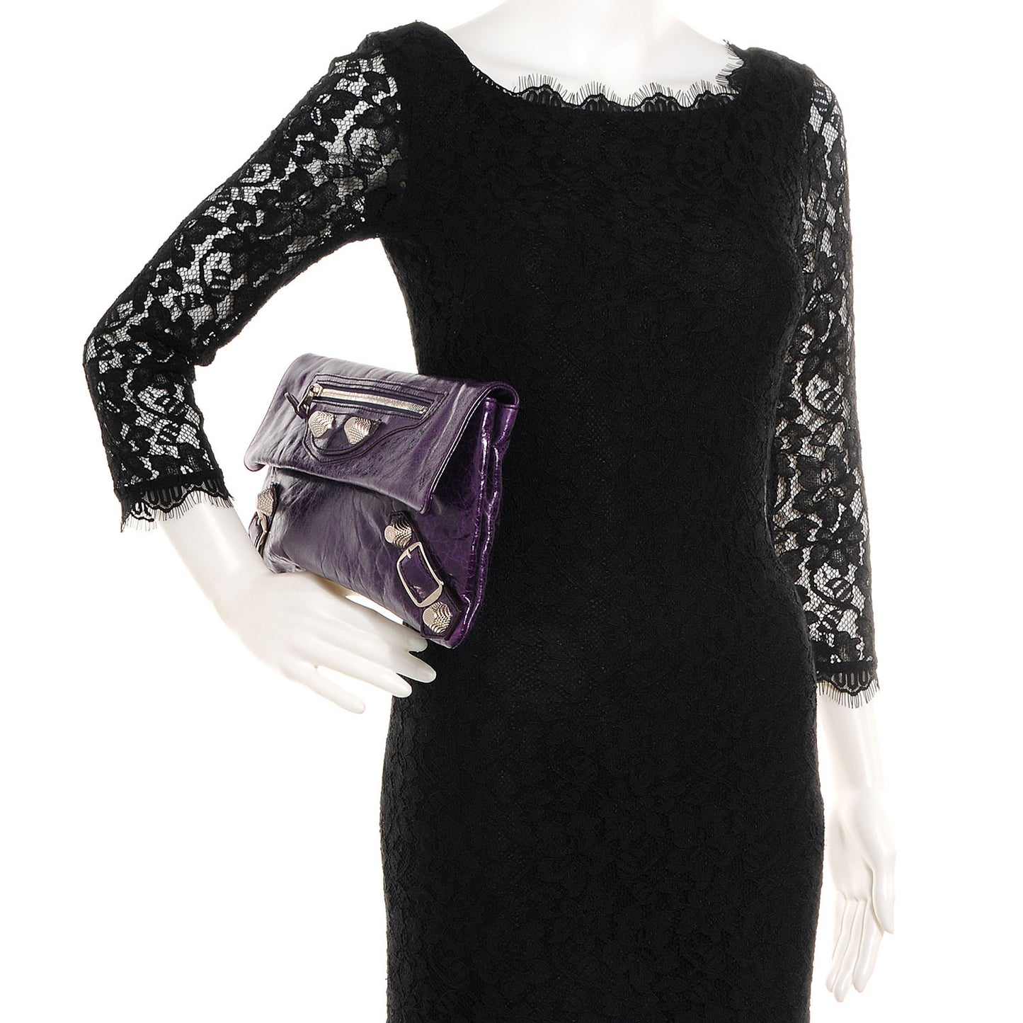 Chevre Giant 21 Silver Hardware Envelope Clutch Violet