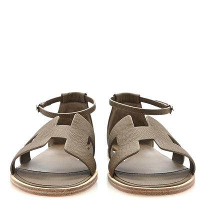 Hermes Epsom Santorini Sandals 38 Etoupe 3 of 8