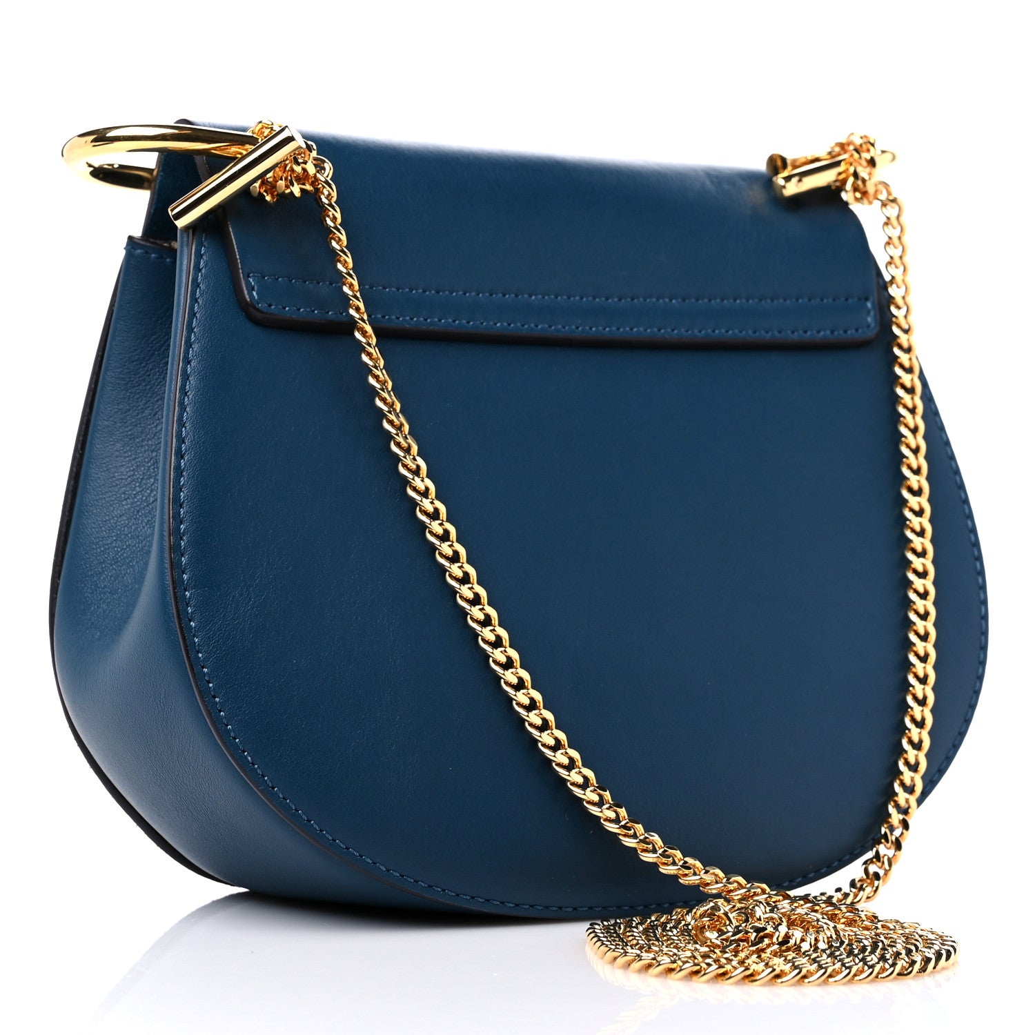 Chloe Suede Smooth Calfskin Mini Drew Shoulder Bag Majolica Blue 3 of 9