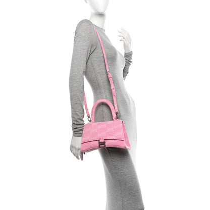 Balenciaga Washed Denim BB Monogram Hourglass Top Handle Bag Small Pink 3 of 12