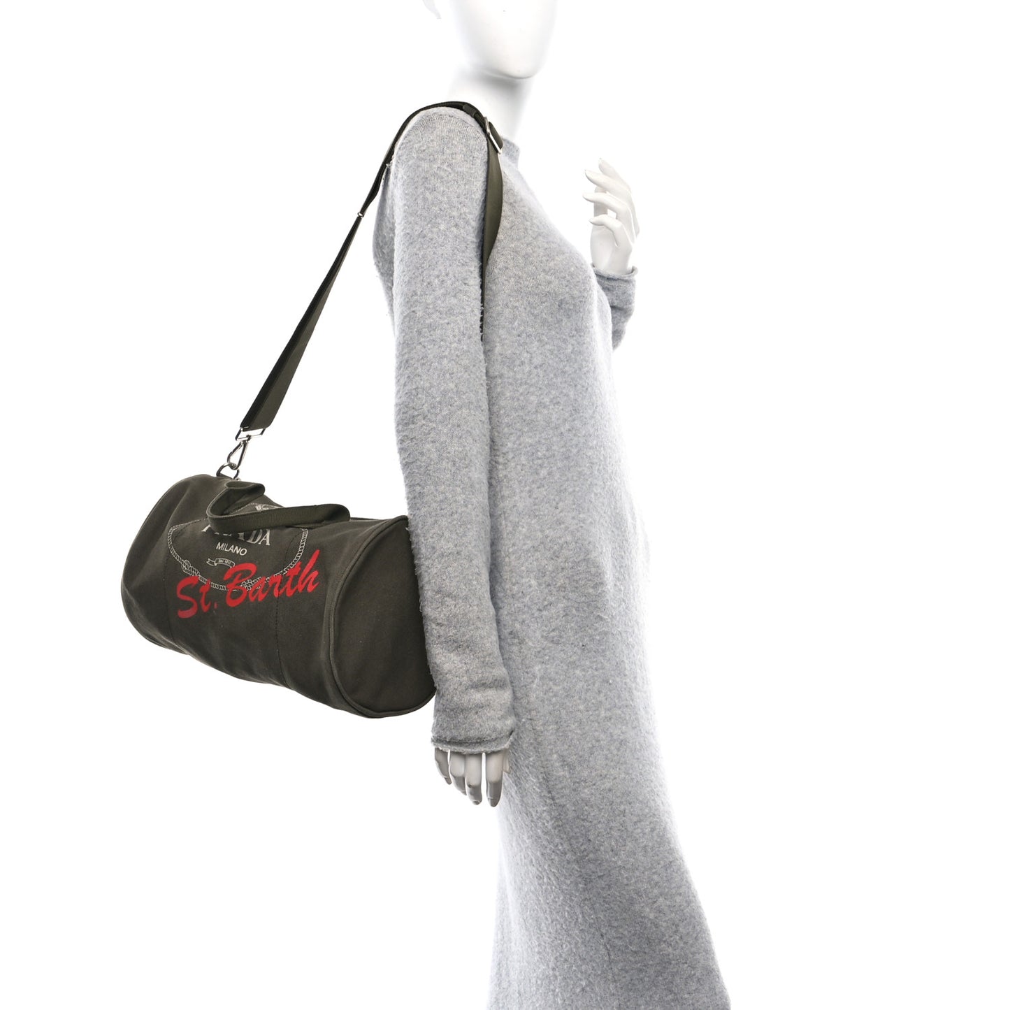Canapa Logo Saint Barth Boston Bag Militare