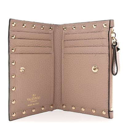 Valentino Garavani Grainy Calfskin Rockstud Coin Purse Card Holder Poudre 5 of 8