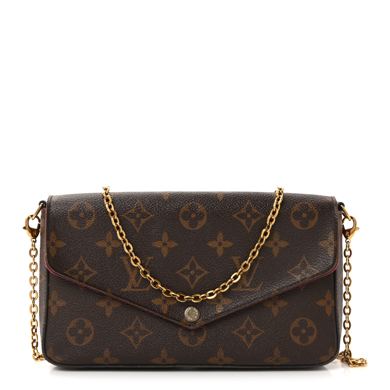 Louis Vuitton Monogram Pochette Felicie Chain Wallet Fuchsia 1 of 10