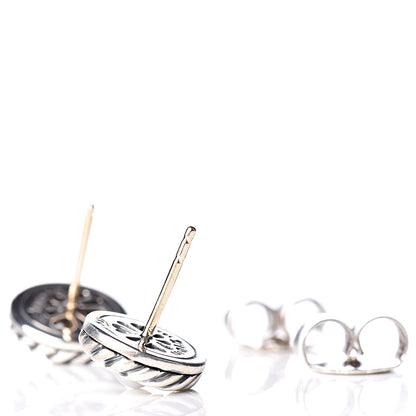 David Yurman Sterling Silver 14K Yellow Gold Pearl Cookie Earrings 3 of 4