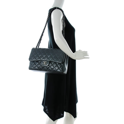 Chanel Metallic Caviar Quilted Jumbo Double Flap Dark Grey 2 of 7
