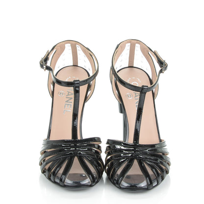 Chanel Patent Cage Peep Toe Heels 36.5 Black 2 of 7