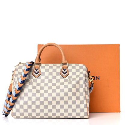 Louis Vuitton Damier Azur Braided Speedy Bandouliere 30 Blue 17 of 17