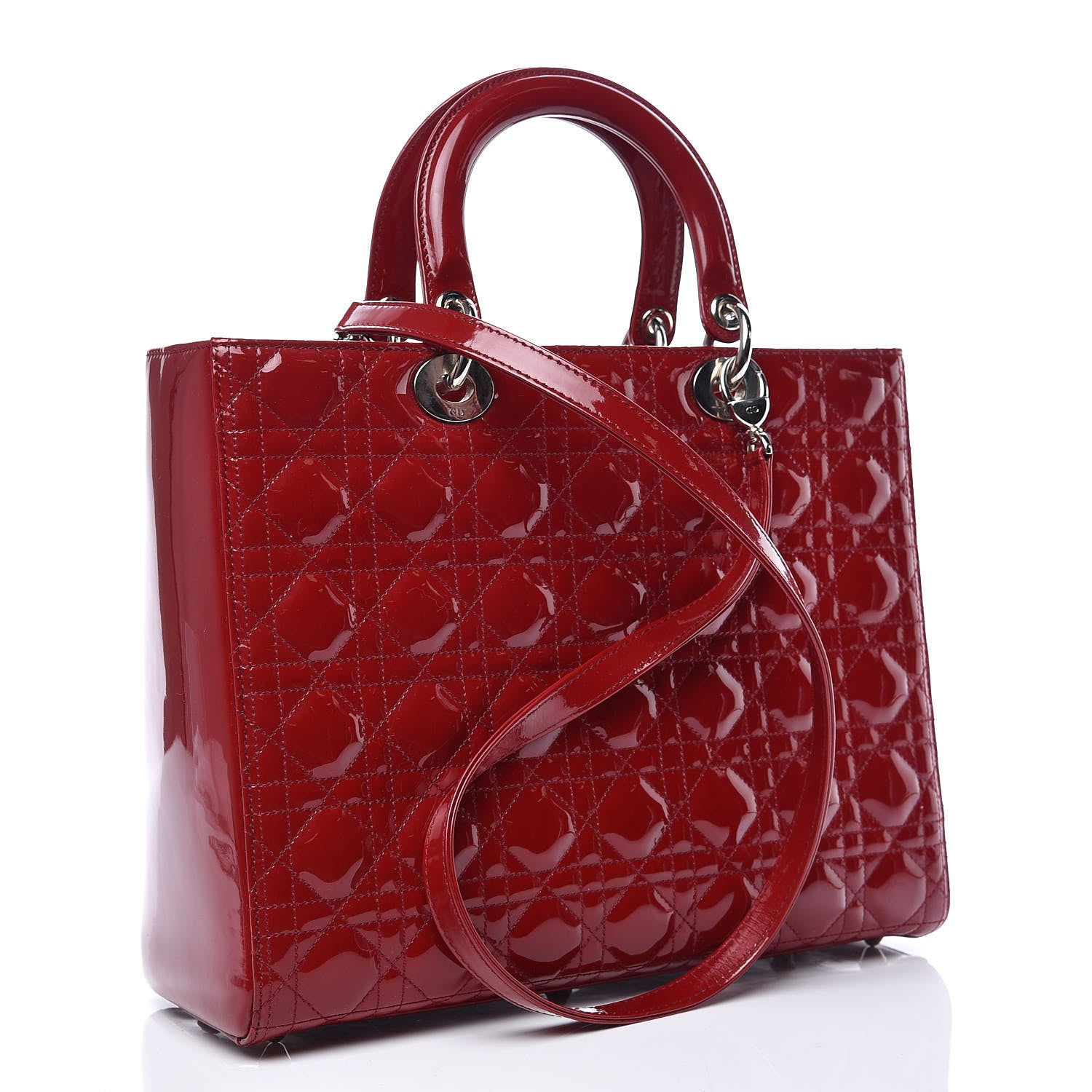 Christian Dior Patent Cannage Large Lady Dior Red 3 of 9