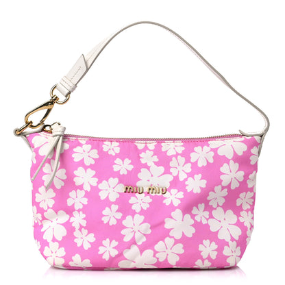 Miu Miu Nylon Floral Print Shoulder Bag Pink 1 of 12