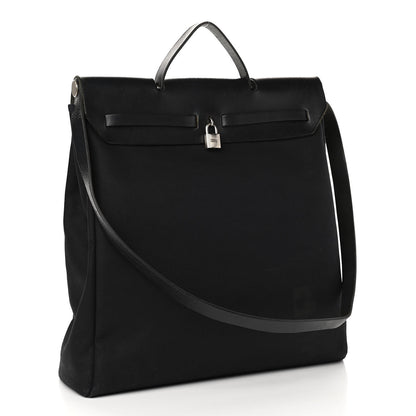 Hermes Toile Vache Calfskin Herbag 40 GM Black 3 of 17