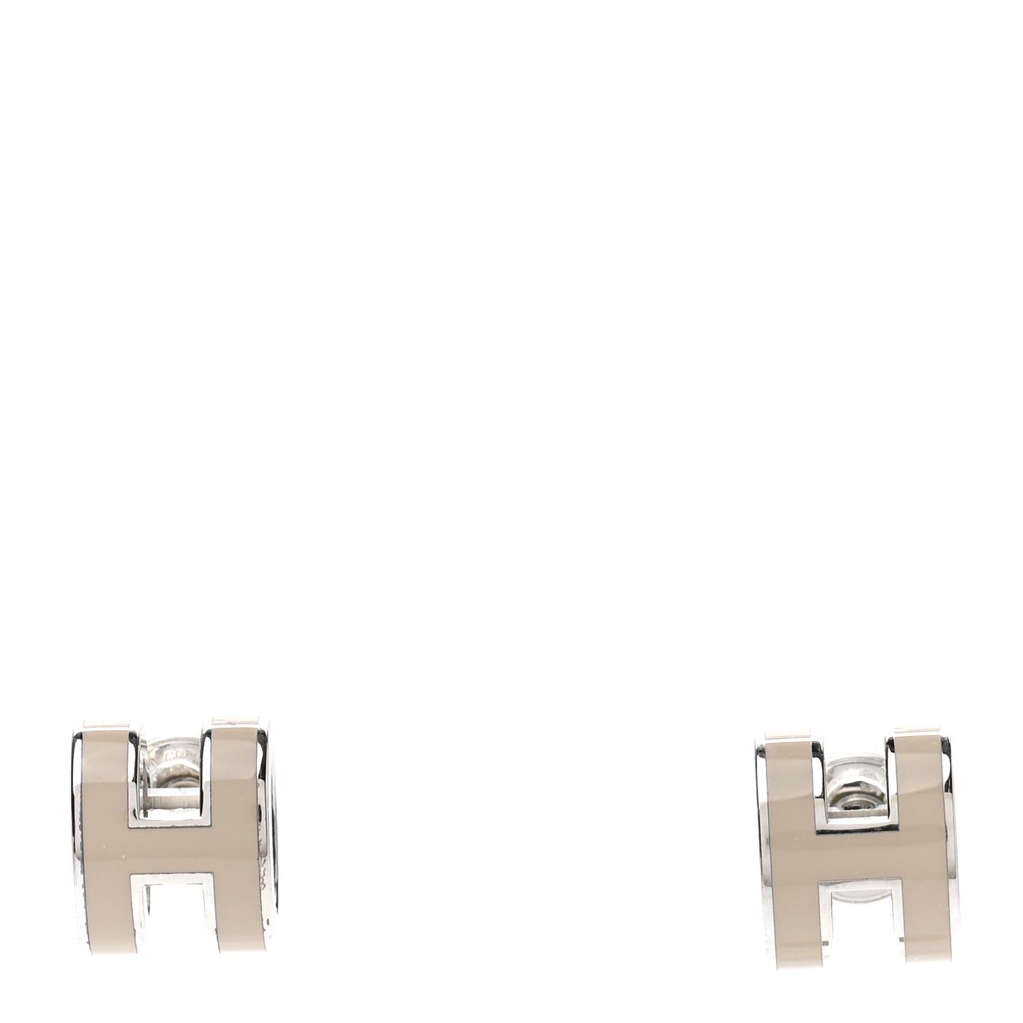 Palladium Lacquered Mini Pop H Earrings Marron Glace