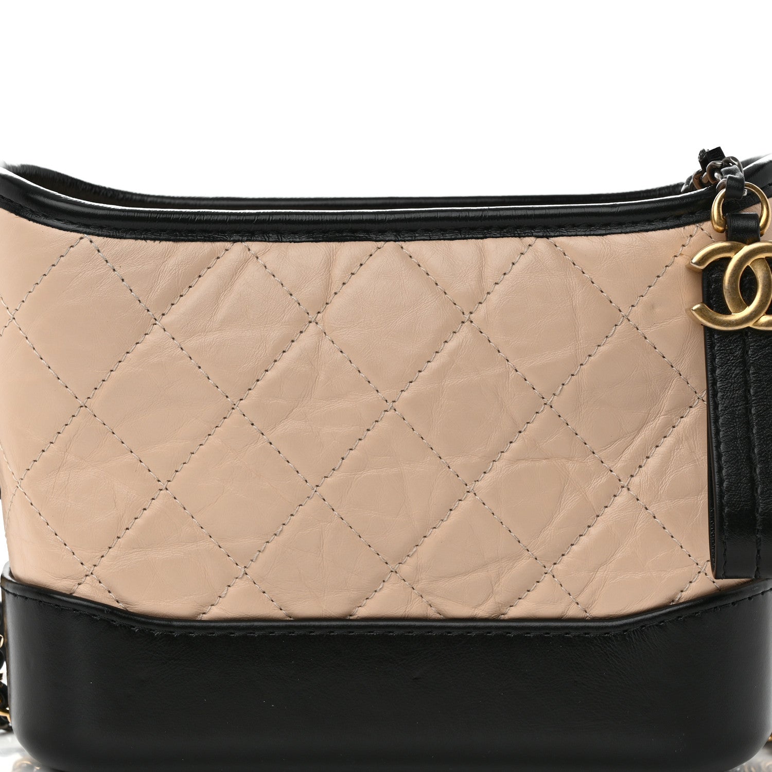 Chanel Aged Calfskin Quilted Small Gabrielle Hobo Beige Black 8 of 13