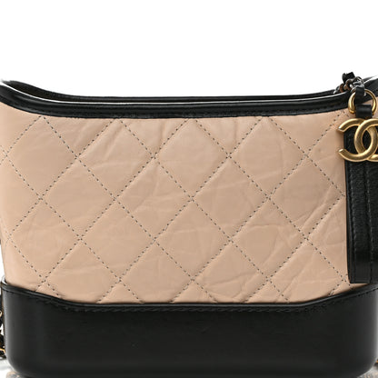 Chanel Aged Calfskin Quilted Small Gabrielle Hobo Beige Black 8 of 13