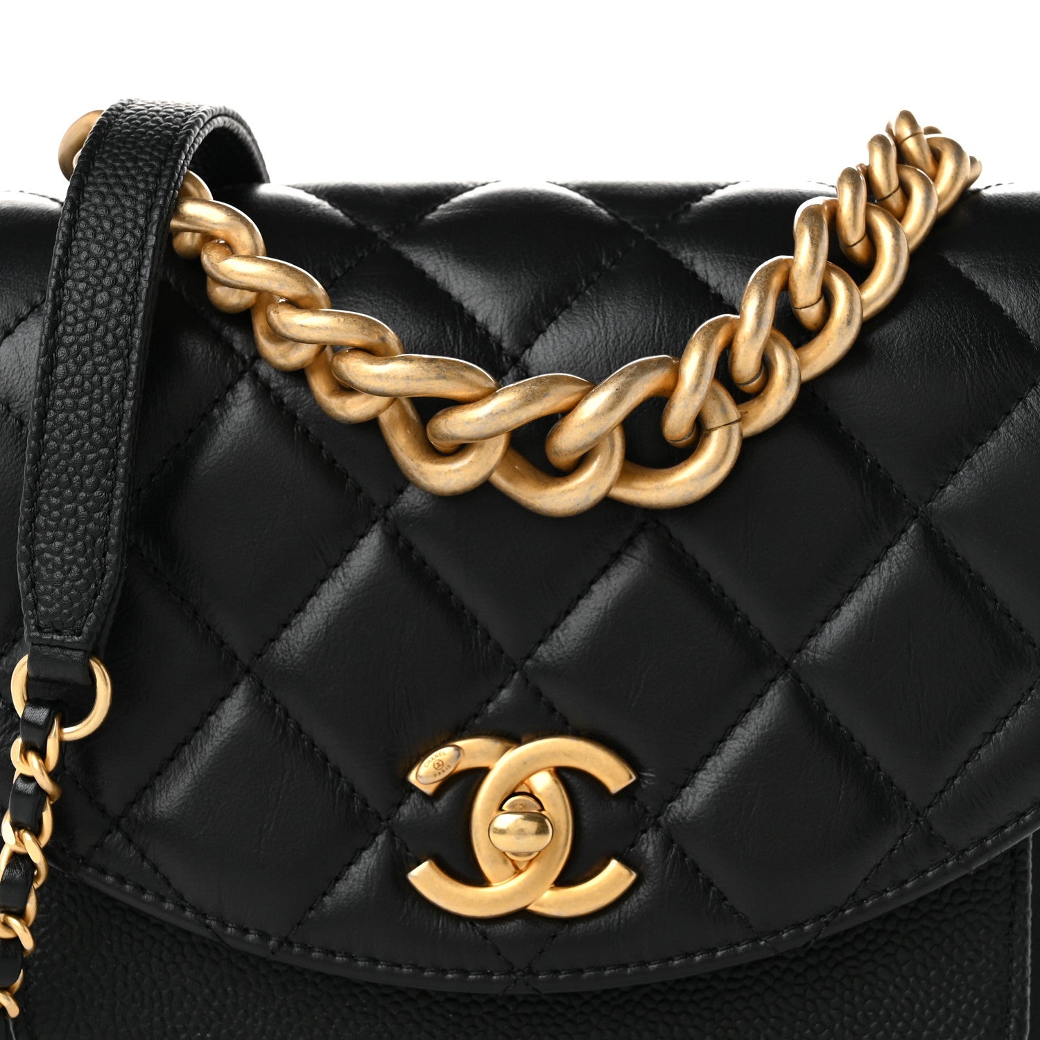 Chanel Calfskin Caviar Quilted Mini Chain Handle Flap Black 8 of 10