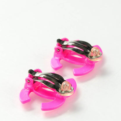 Chanel Resin CC Clip On Earrings Pink 3 of 4