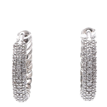 David Yurman Sterling Silver Diamonds Petite Pave Huggie Hoop Earrings 1 of 4