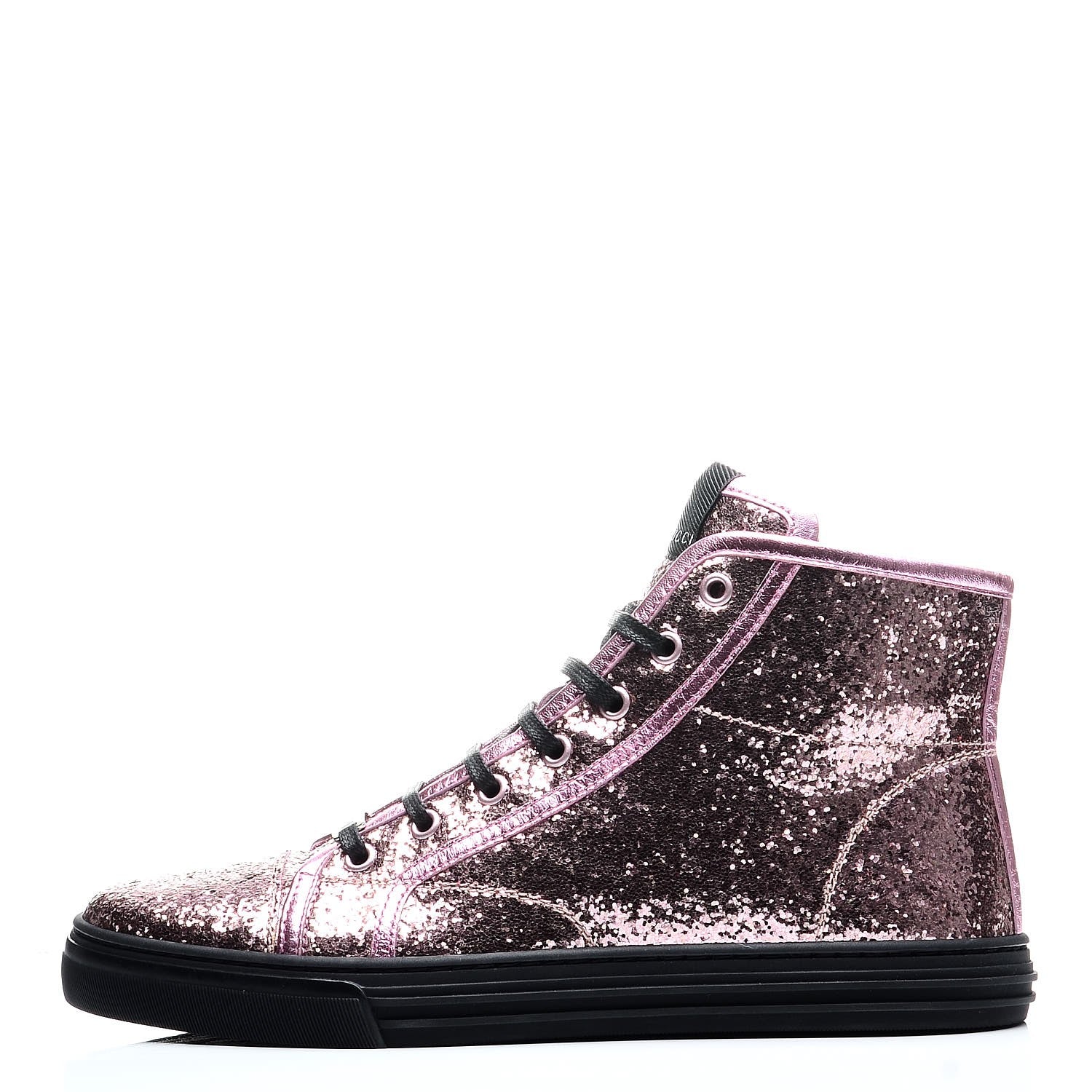 Gucci Nappa Glitter Galactica High Top Sneakers 38.5 Pink 1 of 9
