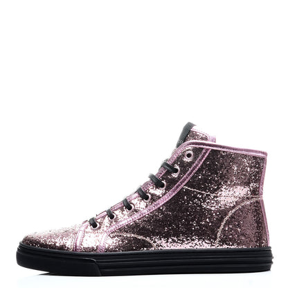 Gucci Nappa Glitter Galactica High Top Sneakers 38.5 Pink 1 of 9