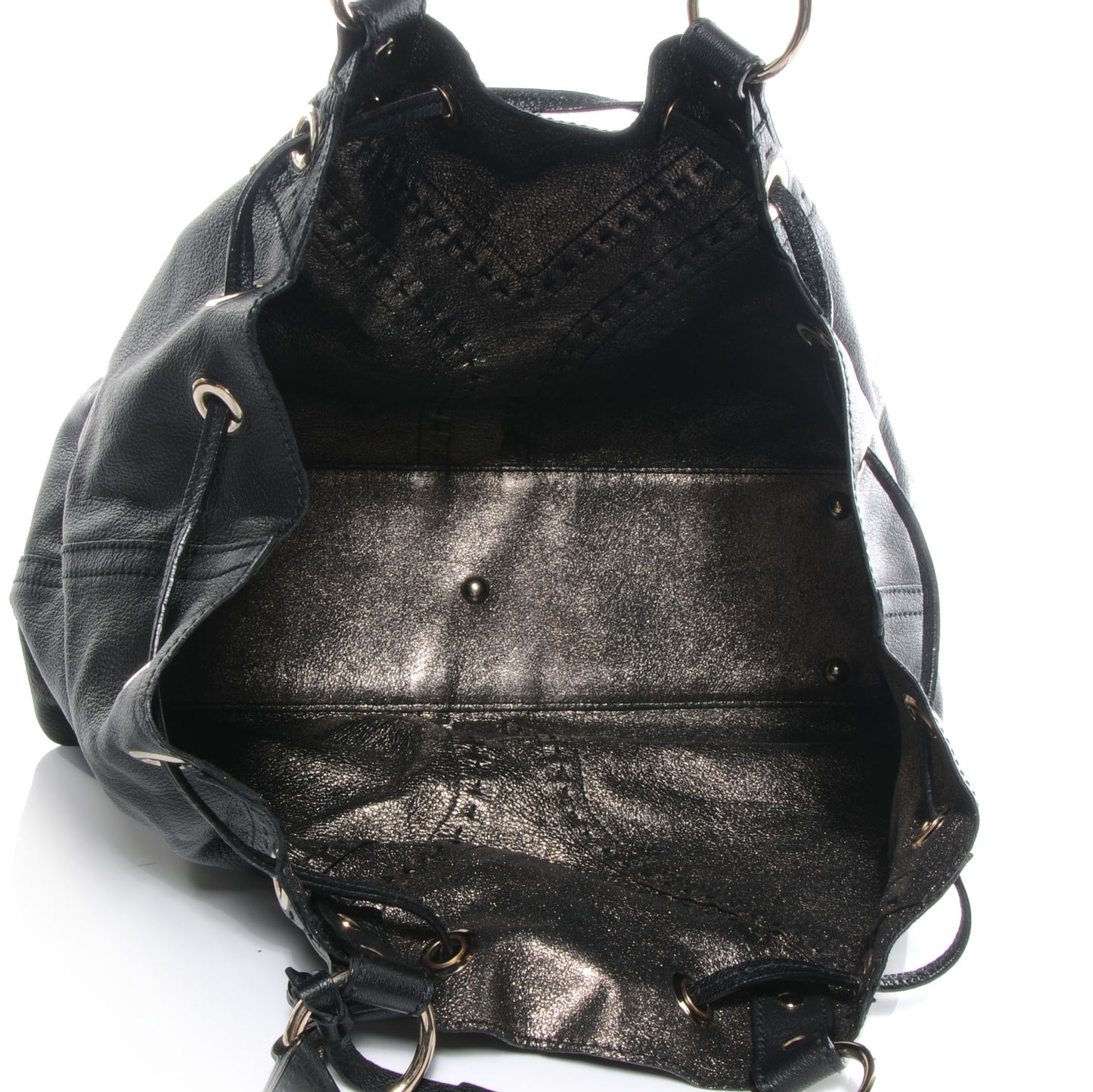 Leather Reversible Double Sac Y Tote Black Bronze