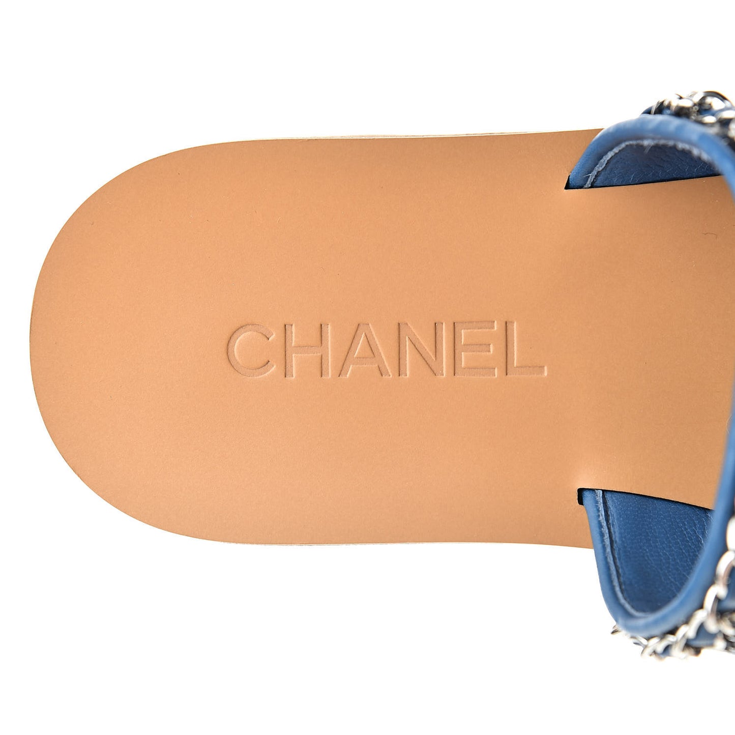 Cork Tweed Chain Mule Slides 40 Blue