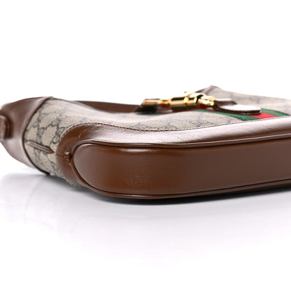 Gucci GG Supreme Monogram Azalea Calfskin Web Small Jackie 1961 Hobo Beige Ebony Brown Sugar 9 of 13