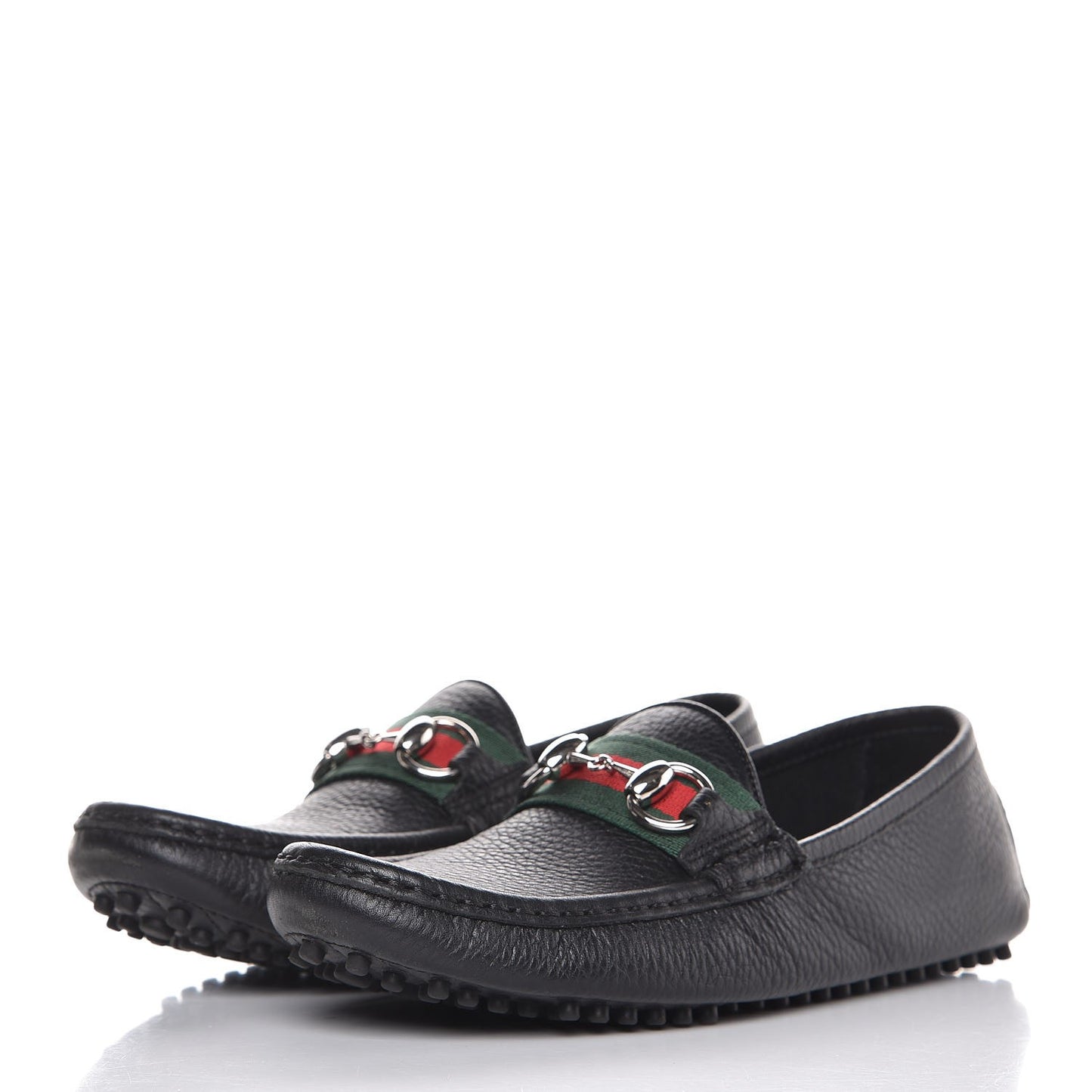Road Calfskin Web Womens Horsebit Driver Loafers 35.5 Black
