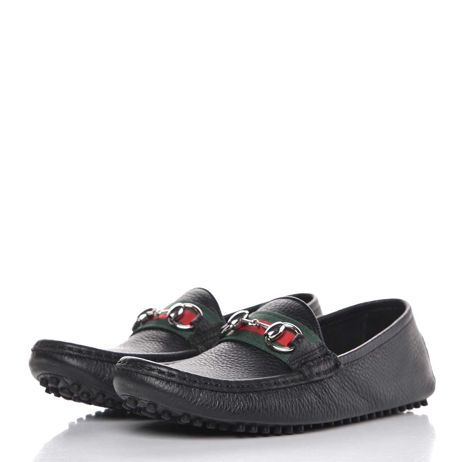 Gucci Road Calfskin Web Womens Horsebit Driver Loafers 35.5 Black 3 of 9