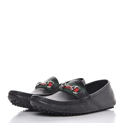 Gucci Road Calfskin Web Womens Horsebit Driver Loafers 35.5 Black 3 of 9