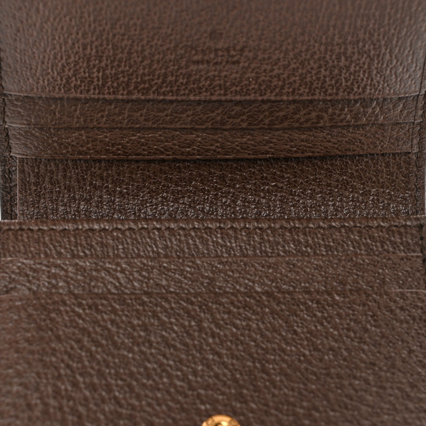 Monogram Jumbo GG Textured Dollar Calfskin Diana Card Case Wallet Camel Ebony New Acero