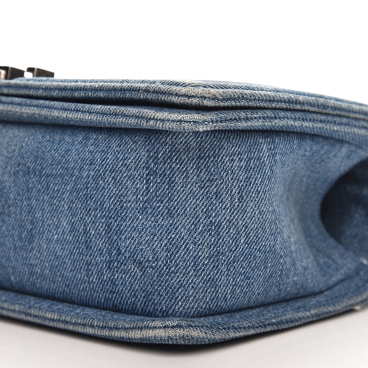 Denim Quilted Medium Boy Flap Blue