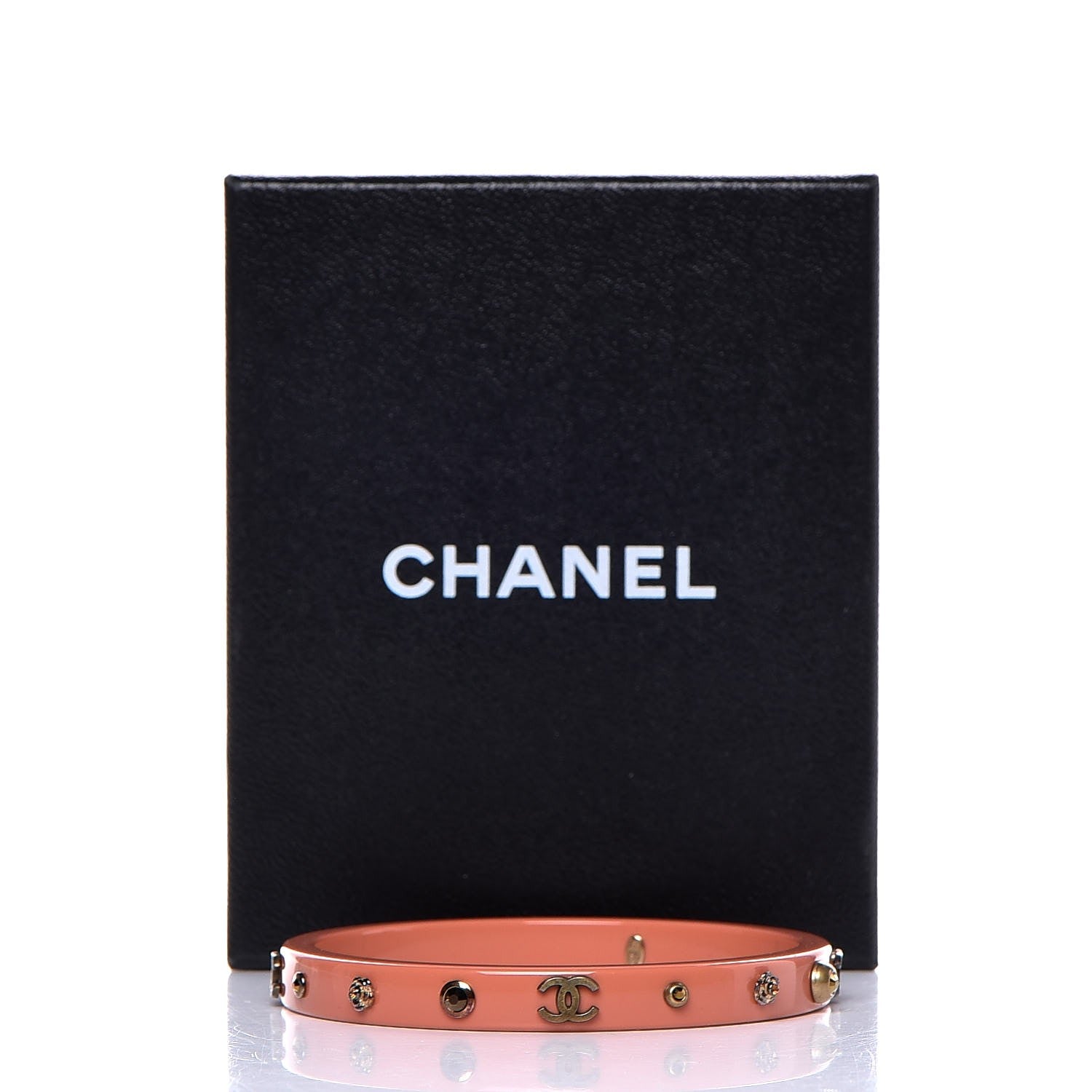 Chanel Resin Studded CC Bracelet Coral 5 of 5