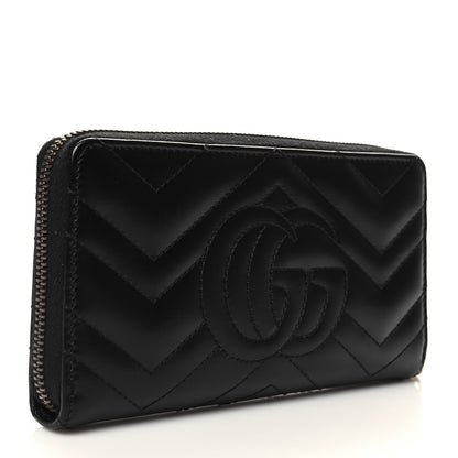 Gucci Calfskin Matelasse GG Marmont Zip Around Wallet Black 3 of 11