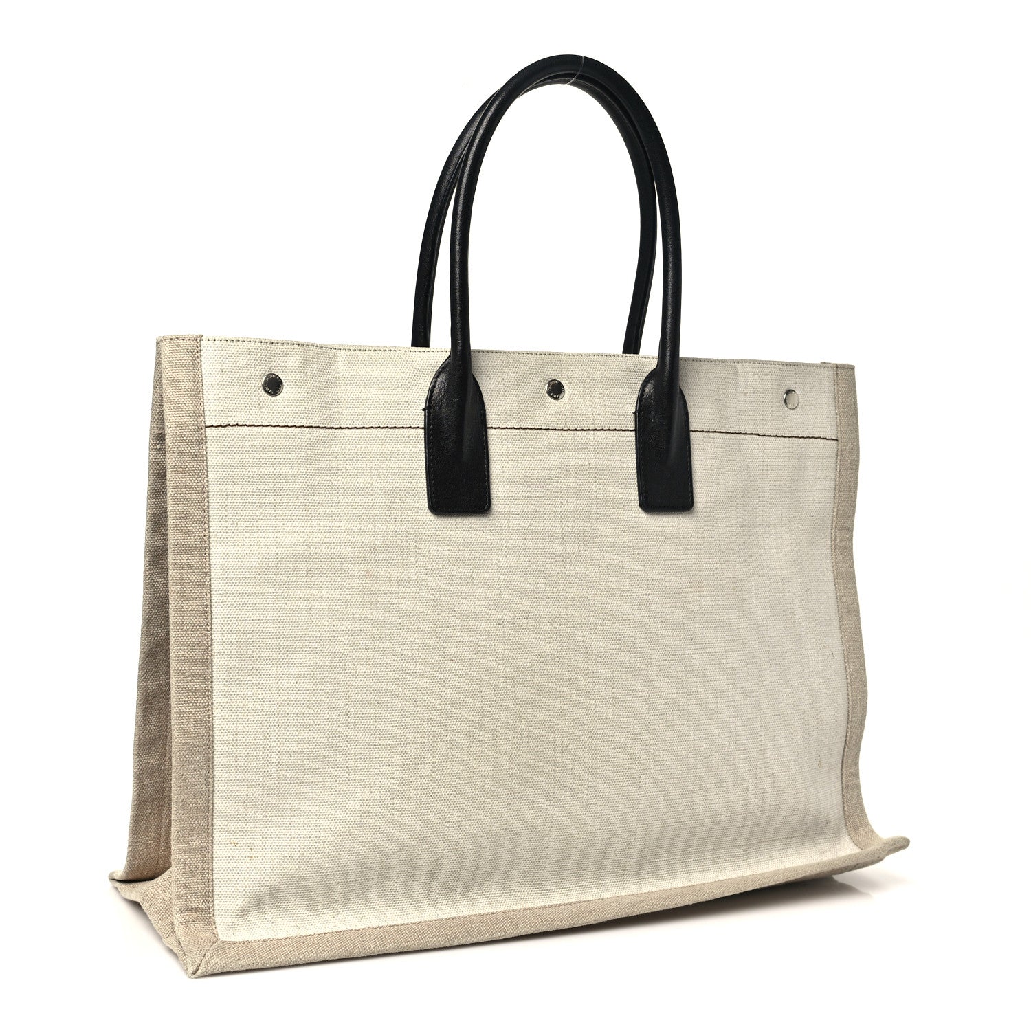Saint Laurent Linen Calfskin Rive Gauche Tote Optic White 2 of 9