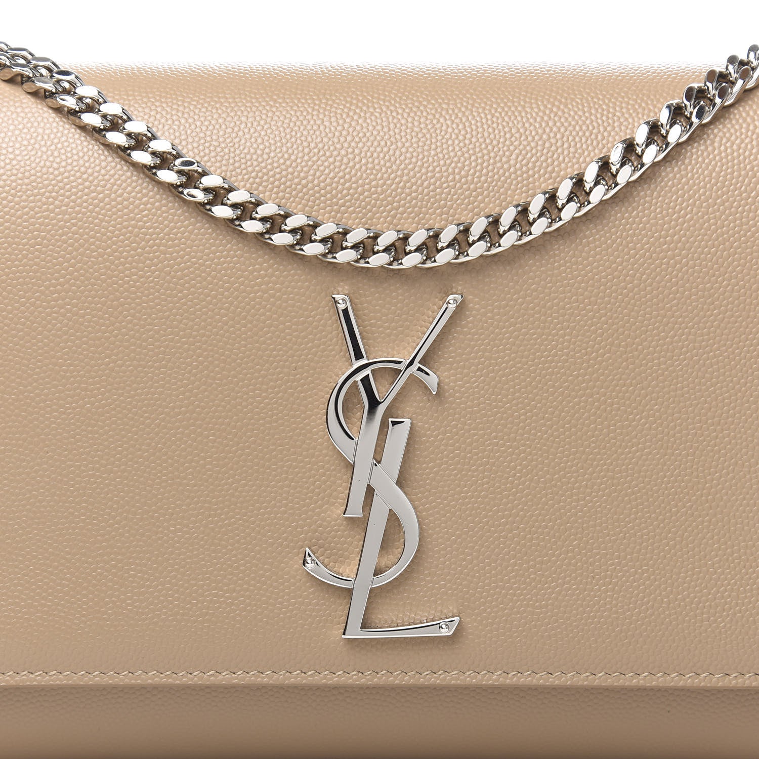 Saint Laurent Grain De Poudre Medium Monogram Kate Satchel Dark Beige 10 of 10