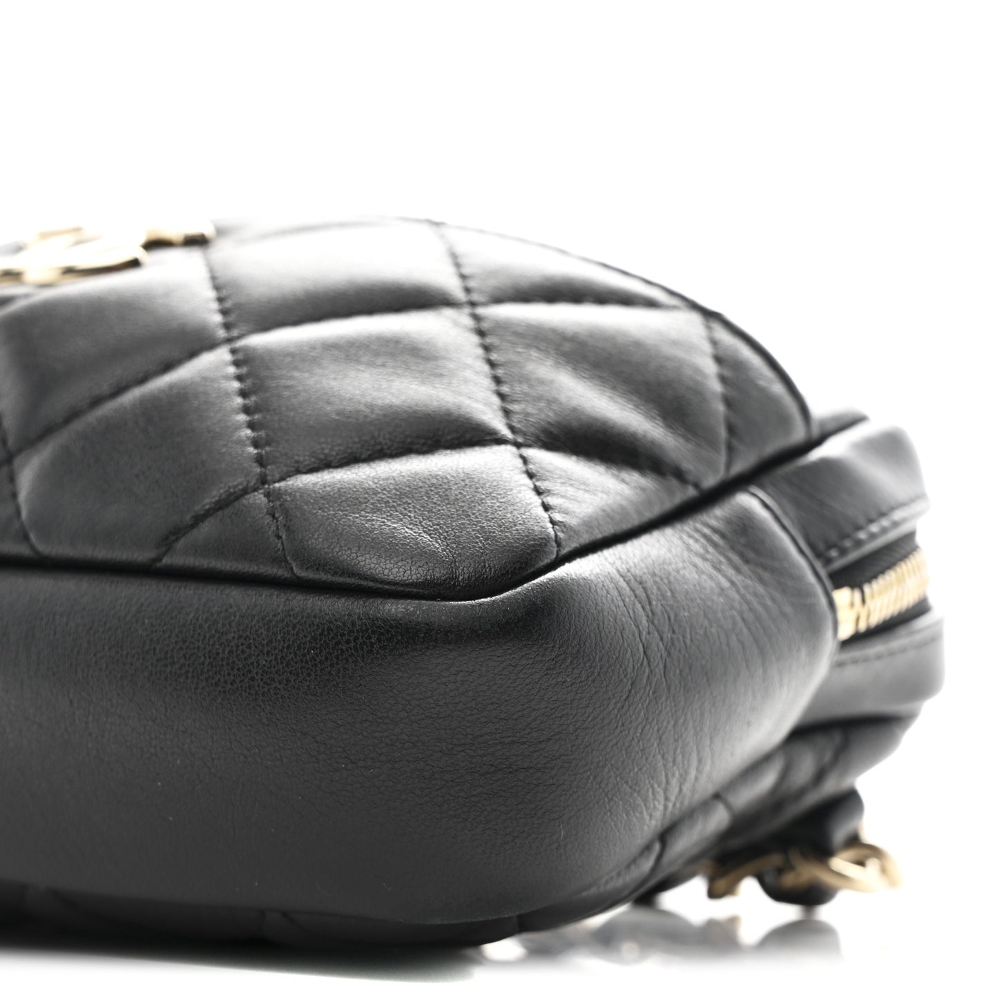 Lambskin Quilted Waist Bag With Pouch Black