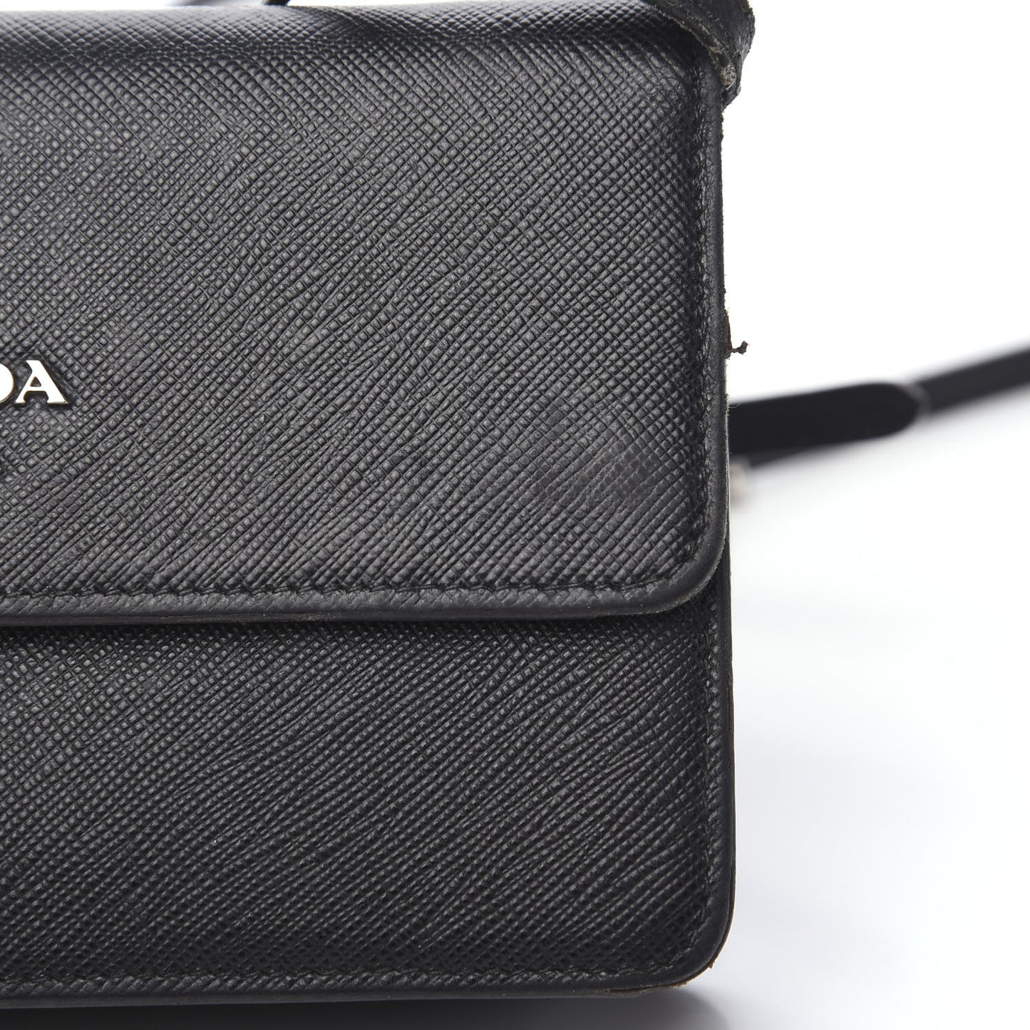 Saffiano Metal Flap Wallet With Strap Black