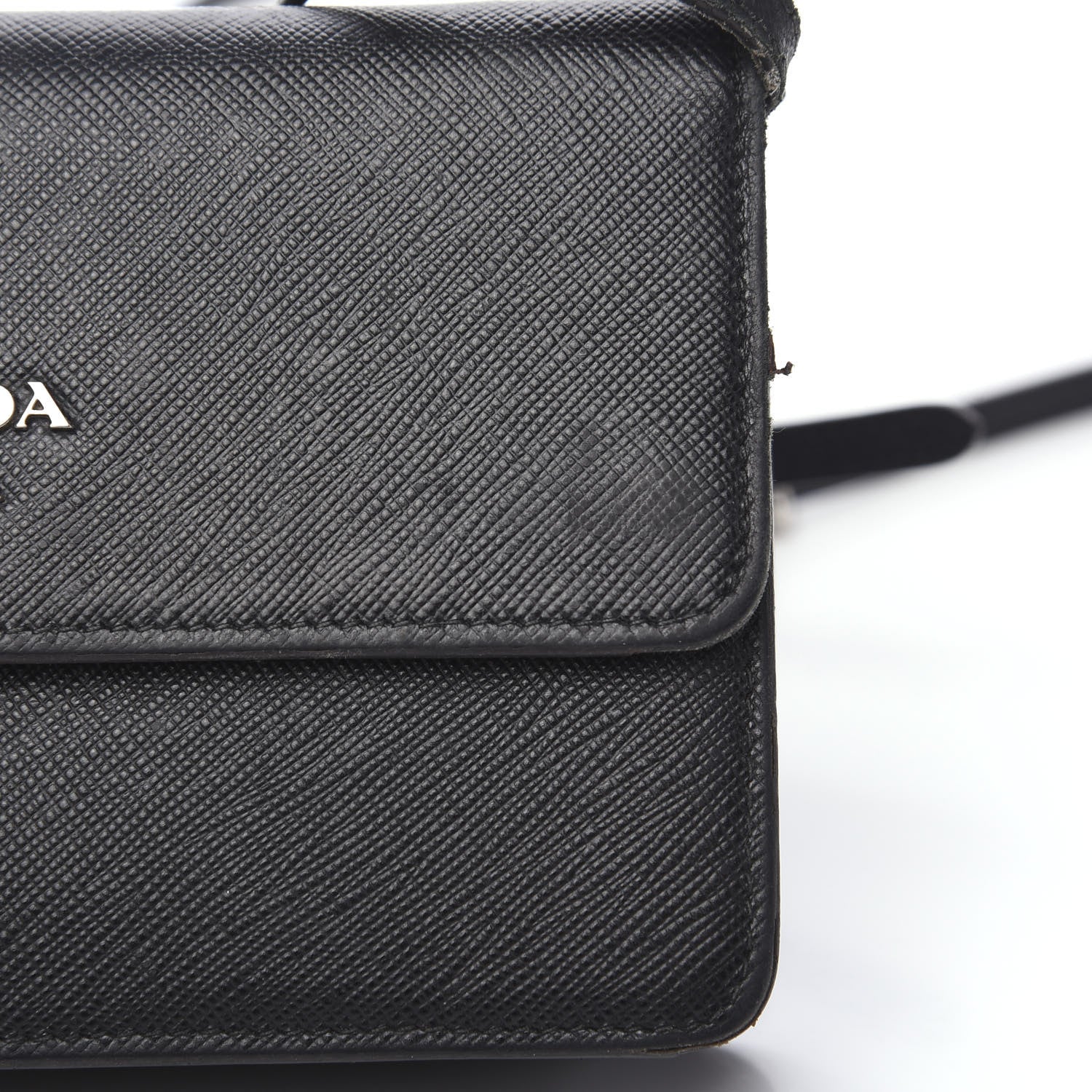 Prada Saffiano Metal Flap Wallet With Strap Black 11 of 14