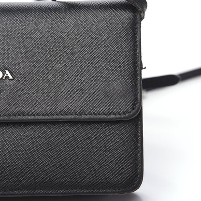 Prada Saffiano Metal Flap Wallet With Strap Black 11 of 14