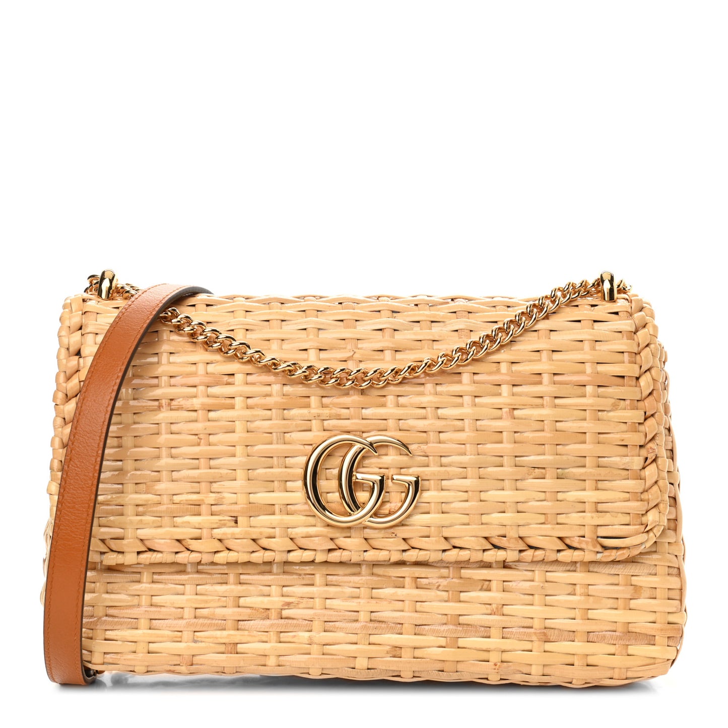 Glazed Wicker Small Cestino Shoulder Bag Natural
