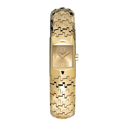Christian Dior Stainless Steel 15mm Diorific Houndstooth Quartz Watch Gold 1 of 5