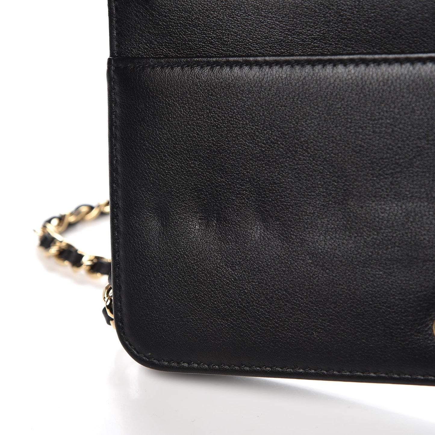 Metallic Goatskin Lambskin Boy Wallet on Chain WOC Black Gold