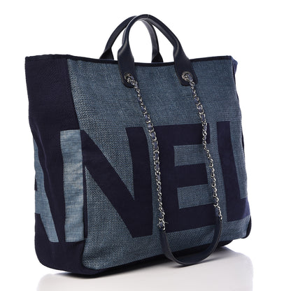 Chanel Canvas Large Shopping Tote Dark Blue 3 of 11
