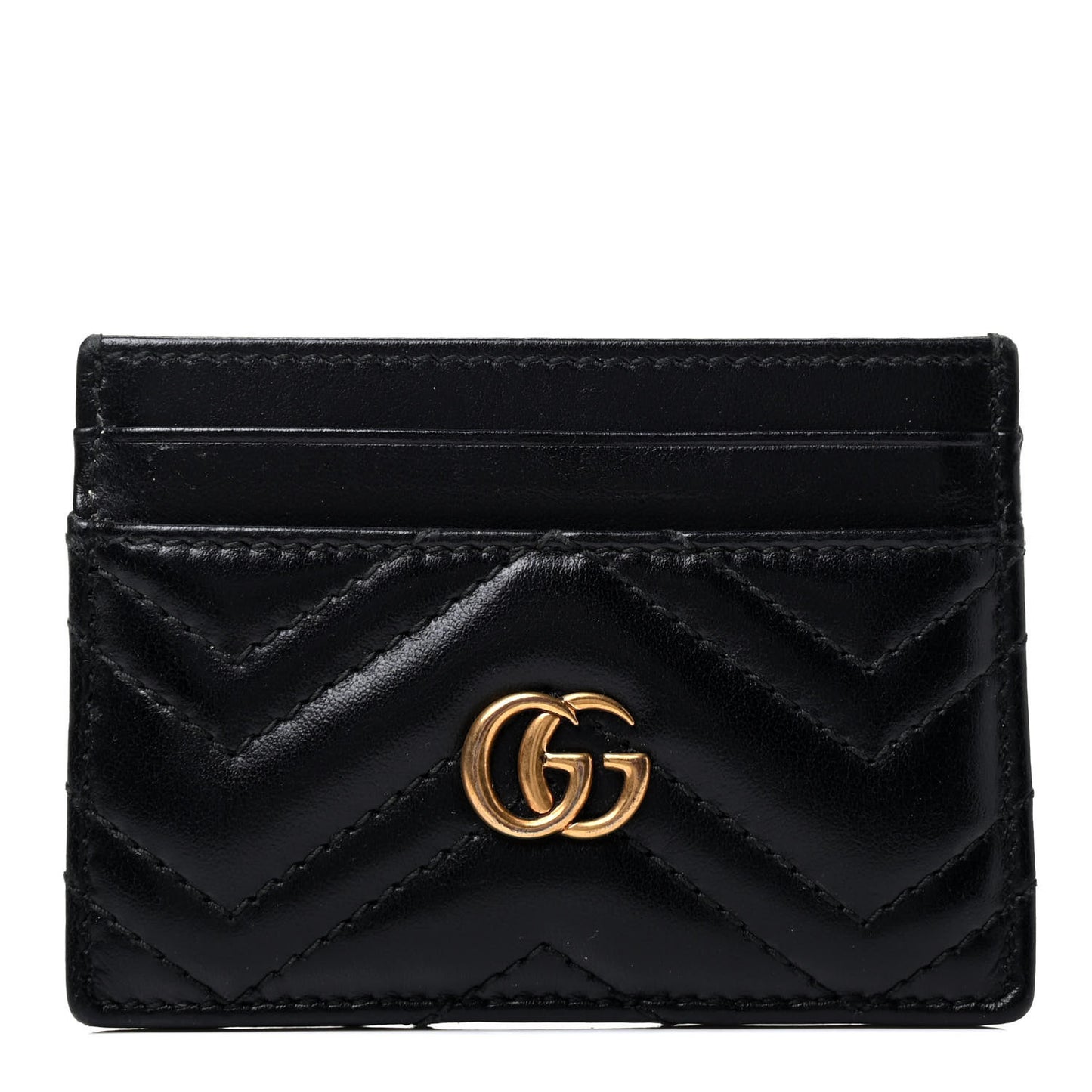 Calfskin Matelasse GG Marmont Card Holder Black