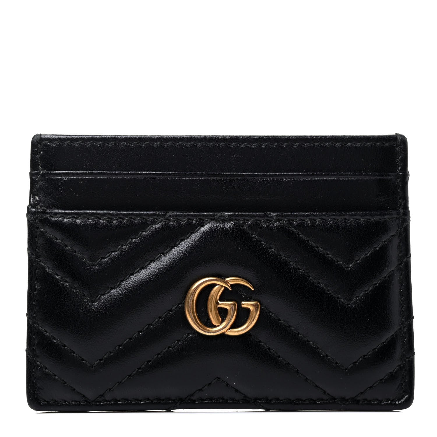 Gucci Calfskin Matelasse GG Marmont Card Holder Black 1 of 4