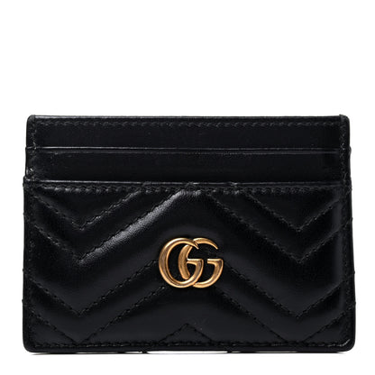Gucci Calfskin Matelasse GG Marmont Card Holder Black 1 of 4