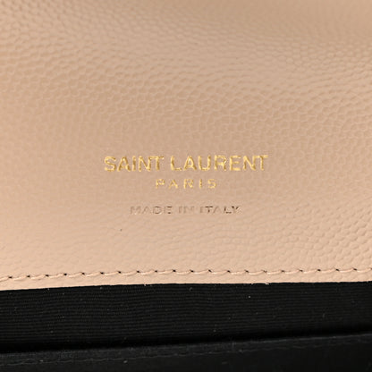 Saint Laurent Grain De Poudre Textured Mixed Matelasse Triquilt Monogram Clutch Dark Beige 6 of 11