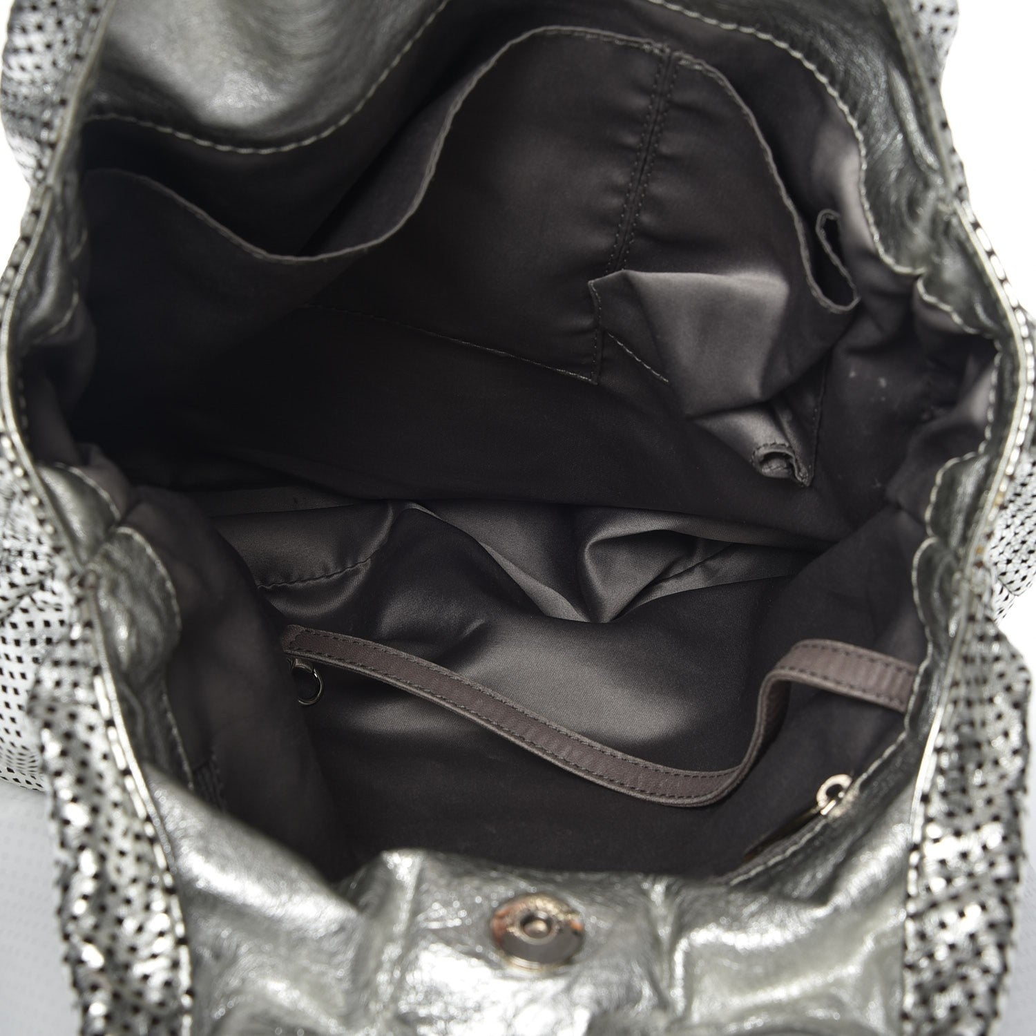 Chanel Metallic Glazed Calfskin Perforated Medium Rodeo Drive Tote Silver 6 of 8