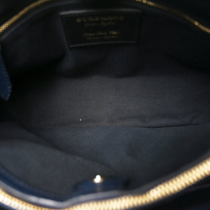 Burberry Derby Calfskin House Check Medium Banner Tote Ink Blue 5 of 10