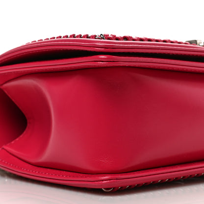 Chanel Glazed Calfskin Quilted Medium Chain Around Boy Flap Dark Pink 8 of 9