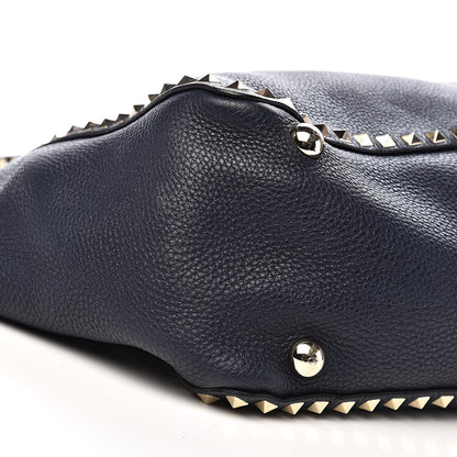 Valentino Garavani Pebbled Calfskin Medium Rockstud Tote Marine 8 of 12